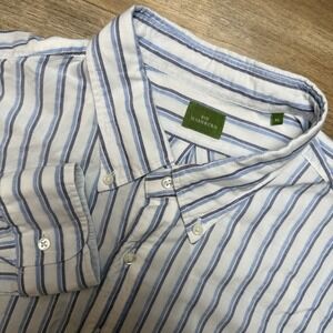 Sid Mashburn Shirt Men XL Blue White Striped Button Up Formal Preppy Business